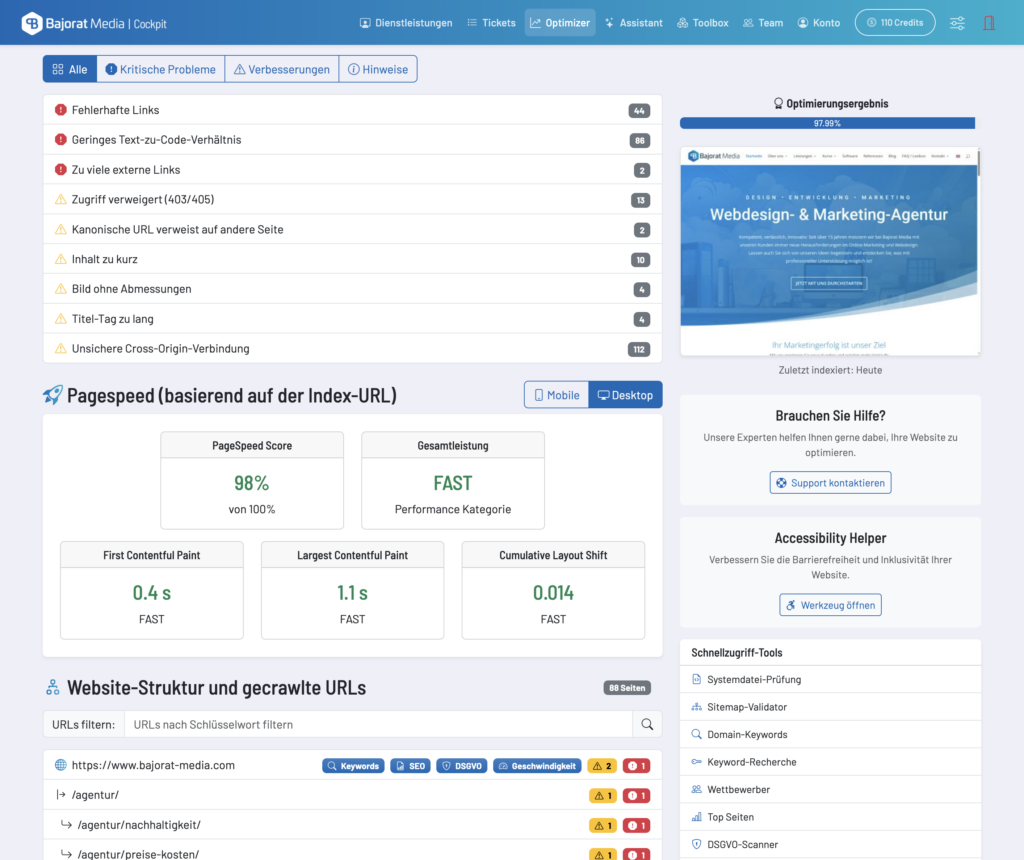 WordPress Support Cockpit Optimizer